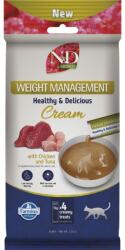 FARMINA Snack cremos pisici adulte cu tendință de îngrășare FARMINA N&D Quinoa Weight Management 4x15 g cu pui și ton