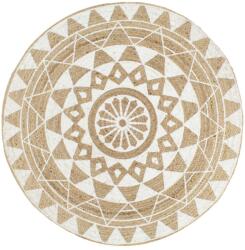vidaXL kézzel font jutaszőnyeg fehér mintával 120 cm (133696VidaXL)