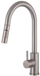 Gamma Taru II. Mosogató Csaptelep - Kihúzható, Zuhanyfejes, Inox (BTS-IX) - muszakishop