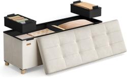 SONGMICS összecsukható tárolópad, bársonyhatású ülőpad tárolóval, 112 L, 110 x 38 x 40 cm, cappuccino bézs (LSF0518W02)