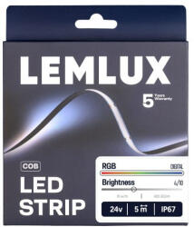 Lemlux LED szalag, 24Vdc, 10W/m, COB 420LED/m, RGB, IP67, digitális IC WS2811 10pix/m