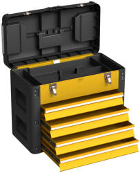 HomCom Üres szerszámosláda, 49, 7 x 25, 3 x 40, 7 cm, 4 fiókos szerszámosláda, miniláda, acél, sárga (B20-110V02YL)