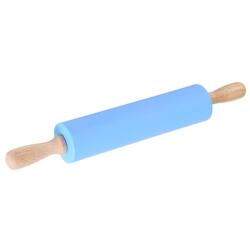 Original Deals Szilikon sodrófa, forgó tengellyel és bambusz fa fogantyúkkal, tésztanyújtáshoz, prémium minőség és kivitel, 19, 5 cm, kék (22AGL0793)