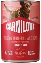 CARNILOVE Dog Can Paté Made with Turkey & Reindeer & Wildboar 400 g