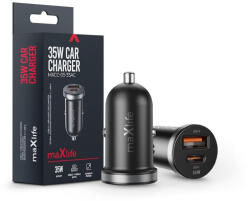 Maxlife MXCC-05 35W PD+QC autós gyorstöltő adapter USB+Type-C - fekete - coolmobile