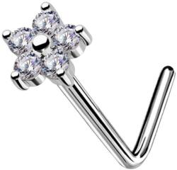 Pinin L-alakú orr piercing, fehér arany - titán