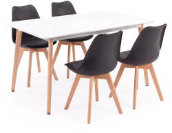 Leziter Silla 150 4+1 étkező garnitúra fehér-fekete (LN-102-15090-RE_DA232AB_4) - homelux