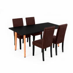 Leziter Verona 150 4+1 étkező garnitúra fekete-barna (LN-102-15090-RE-BL_LKE-BR_4) - homelux