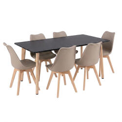 Leziter Silla 150 6+1 étkező garnitúra fekete-bézs (LN-102-15090-RE-BL_DA232ABE_6) - homelux