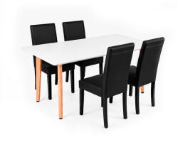 Leziter Verona 150 4+1 étkező garnitúra fehér-fekete (LN-102-15090-RE_LKE-BL_4) - homelux