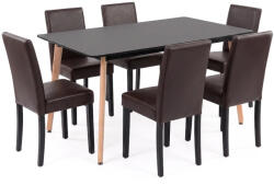 Leziter Verona 150 6+1 étkező garnitúra fekete-barna (LN-102-15090-RE-BL_LKE-BR_6) - homelux