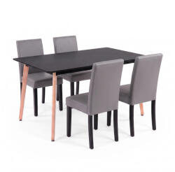 Leziter Verona 150 4+1 étkező garnitúra fekete-szürke (LN-102-15090-RE-BL_LKE-GR_4) - homelux