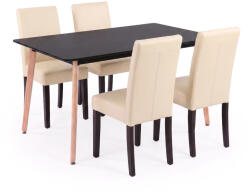 Leziter Verona 150 4+1 étkező garnitúra fekete-bézs (LN-102-15090-RE-BL_LKE-BE_4) - homelux