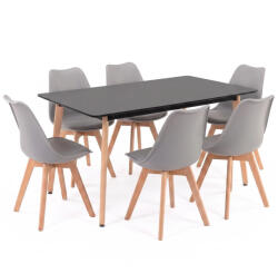 Leziter Silla 150 6+1 étkező garnitúra fekete-szürke (LN-102-15090-RE-BL_DA232AG_6) - homelux