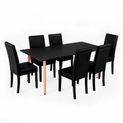 Leziter Verona 150 6+1 étkező garnitúra fekete-fekete (LN-102-15090-RE-BL_LKE-BL_6) - homelux