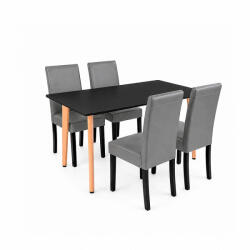 Leziter Verona 120 4+1 étkező garnitúra fekete-szürke (LN-102-12070-RE-BL_LKE-GR_4) - homelux