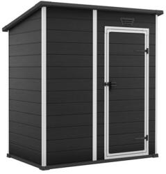 Keter Kerti ház, Keter Essential 6 x 4, 112 × 184 × 195 cm, sötétszürke, időjárásálló műanyag falpanel, egyszárnyú ajtó, panelhatású dizájn (TC2171377)