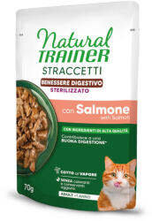 Natural Trainer 28x70g Natural Trainer Straccetti Digestive Wellbeing Sterilised csíkok szószban lazac nedves macskatáp