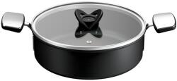 Tefal Cratita cu capac Tefal Excellence+ G3307153, 26 cm, invelis antiaderent, tehnologie FUSIONCORE, Thermo-Signal, manere nituite, aluminiu, inductie, negru (G3307153)