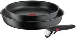 Tefal Set de 3 piese Tefal Ingenio Ultimate L7649343, tigaie 22/26 cm, maner detasabil, invelis antiaderent Titanium, indicator Thermo-Signal, baza Thermo-Fusion+, inductie, negru (L7649343)