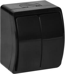 ORNO Comutator negru cu două butoane IP44 de suprafață (O-OR-OE-7101_B)