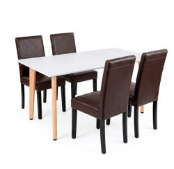Leziter Verona 120 4+1 étkező garnitúra fehér-barna (LN-102-12070-RE_LKE-BR_4) - geminiduo