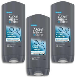 Dove Men+Care tusfürdő Clean Comfort (3x400 ml) + AJÁNDÉK neszesszer táska