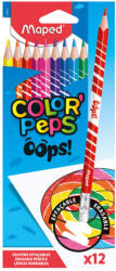 Maped Color`Peps Oops színes ceruza készlet, háromszögletű, radírozható, 12 szín (IMA832812)