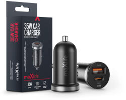 Maxlife MXCC-05 35W PD+QC autós gyorstöltő adapter USB+Type-C - fekete (ML915375)