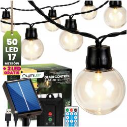 Lumileds Napelemes Kerti Fényfüzér 50 Led Erkély Lámpák Terasz 16m Távirányító (20m lampki solarne do ogrodu kulki do altanki)