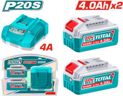 TOTAL Set acumulatori 20V 2x4Ah si incarcator TOTAL 4Ah Industrial Transport Gratuit