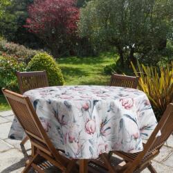 Takoy Față de masă rotundă, alb-albastru, cu diametrul de 150 cm, impermeabilă GARDEN pentru terasă și balcon Fata de masa