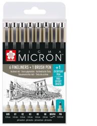 Sakura Pigma Micron műszaki rajztoll, ecsetfilc és tűfilc készlet - 6+1+1 db (POXSDK8S)