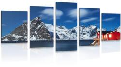Dovido Tablou 5-piese peisaj nocturn în Norvegia - 200x100