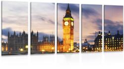 Dovido Tablou 5-piese Big Ben nocturn în Londra - 200x100