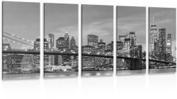 Dovido Tablou 5-piese pod fermecător din Brooklyn în design alb-negru - 200x100