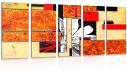 Dovido Tablou 5-piese abstracție florală portocalie - 150x75