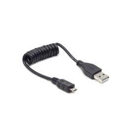 Gembird CABLU alimentare si date GEMBIRD, pt. smartphone, USB 2.0 (T) la Micro-USB 2.0 (T), 0.6m, spiralat, conectori auriti, negru, CC-mUSB2C-AMBM-0.6M (timbru verde 0.08 lei)