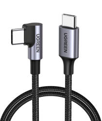UGREEN - Data Cable US255 (50125) - Type-C to Angled Type-C, 60W, 2m - Space Gray