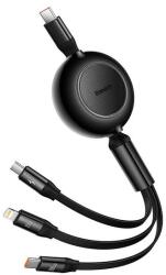 Baseus CABLU alimentare si date Baseus Bright Mirror 2 One-for-three Retractable, pt smartphone, USB Type-C la Micro-USB+Lightning+USB Type-C 100W, 1.1m, negru CAMJ010201 (timbru verde 0.18 lei)-693217260913