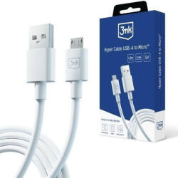 3mk Protection Cablu USB-A la micro-USB 2.4A, 3mk Hyper, alb, 1.2m