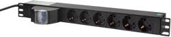 LogiLink PDU LOGILINK 1U pt. rack 19 inch, 6 prize Schuko, intrare Schuko, max 16 A, circuit intrerupere 2 poli, 2 m, PDU6C02 (timbru verde 0.8 lei)