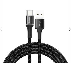 Baseus CABLU alimentare si date Baseus Halo, Fast Charging Data Cable pt. smartphone, USB la USB Type-C 2A, brodat, 2m, negru CATGH-C01 (timbru verde 0.18 lei) - 6953156287297