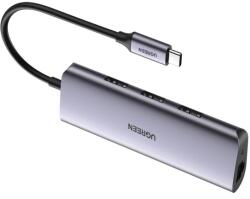 UGREEN DOCKING Station Ugreen, CM252 conectare PC USB Type-C, USB 3.0 x 3|RJ-45 Gigabit LAN x 1|micro USB x 1 extra power, aluminiu, LED, gri 60718 (timbru verde 0.8 lei) - 6957303867189