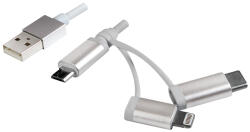 LogiLink CABLU alimentare si date LOGILINK, telefon, 3 + 1, USB 2.0 (T) la Lightning (T) + Micro-USB 2.0 (T) + USB 2.0 Type-C (T), 1m, argintiu, CU0126 (timbru verde 0.08 lei)