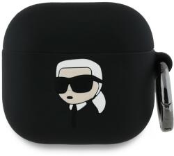 Karl Lagerfeld Husa Apple AirPods 4 Karl Lagerfeld Silicone Karl Head 3D, negru, KLA4RUNIKK