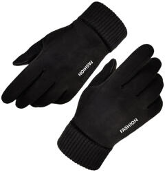 Techsuit Manusi touchscreen dama Techsuit Suede, piele ecologica, negru, ST0010