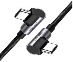 UGREEN CABLU alimentare si date Ugreen, US323, Fast Charging Data Cable pt. smartphone, USB Type-C la USB Type-C 60W / 3A Angled 90°, braided, 2m, negru 70531 (timbru verde 0.08 lei) - 6957303875313