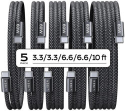 Lisen (Pachet 5buc) Cablu de incarcare tip C Lisen, 60W, 1/2/3m, negru