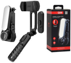 Techsuit Gimbal mini selfie stick cu stabilizator, LED Techsuit Q09, 70cm